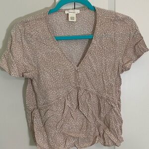 Sonoma Tan Brown V-Neck Ruched Blouse